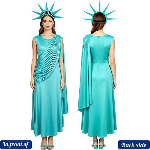 2 Piece Patriotic Collection Adult Statue of Liberty Costume Set for Women in Saudi Arabia