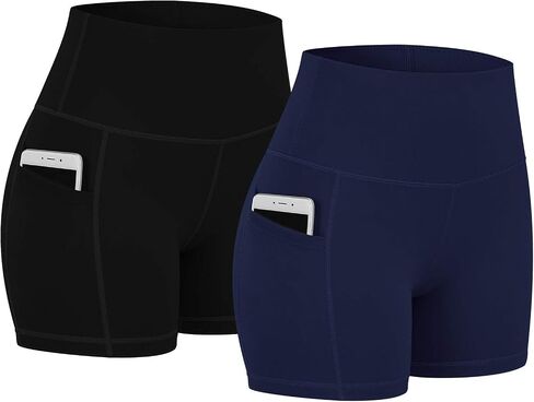 Fengbay 2 Pack 5" Biker Shorts for Women with Pockets, High Waist Workout Shorts for Women Compression Yoga Shorts in Saudi Arabia