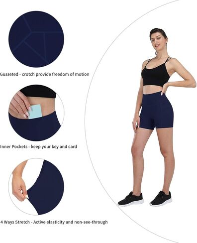 Fengbay 2 Pack 5" Biker Shorts for Women with Pockets, High Waist Workout Shorts for Women Compression Yoga Shorts in Saudi Arabia