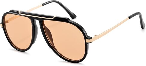 COASION Oversized Aviator Sunglasses for Women, 70s Retro Square Aviators Cute Trendy Brown Sun Glasses 2026 in Saudi Arabia