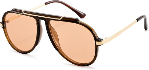 COASION Oversized Aviator Sunglasses for Women, 70s Retro Square Aviators Cute Trendy Brown Sun Glasses 2026 in Kuwait