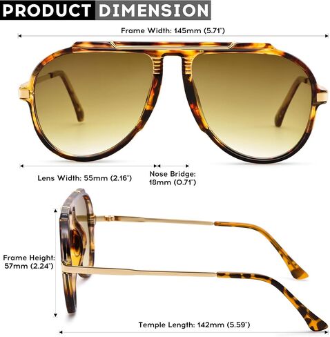 COASION Oversized Aviator Sunglasses for Women, 70s Retro Square Aviators Cute Trendy Brown Sun Glasses 2026 in Kuwait