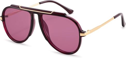 COASION Oversized Aviator Sunglasses for Women, 70s Retro Square Aviators Cute Trendy Brown Sun Glasses 2026 in Kuwait