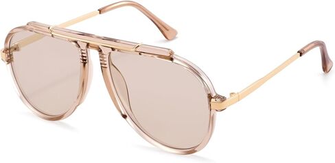 COASION Oversized Aviator Sunglasses for Women, 70s Retro Square Aviators Cute Trendy Brown Sun Glasses 2026 in Kuwait