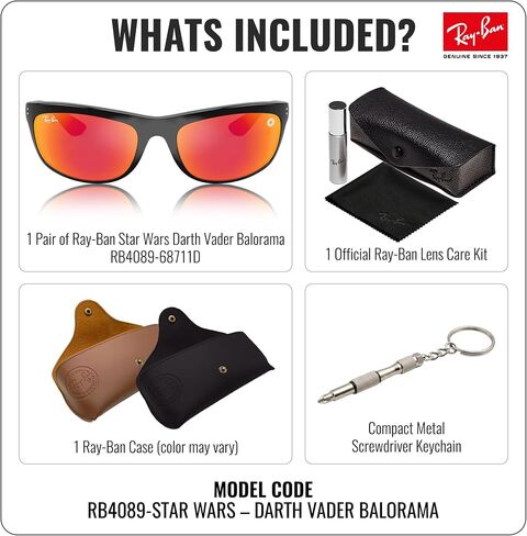 Ray-Ban RB4089 STAR WARS – DARTH VADER BALORAMA Rectangle Shape Sunglasses with Official RAYBAN Eyewear Kit in Kuwait