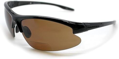 Renegade Patented Bifocal Polarized Reader Half Rim Men's Fishing Sunglasses 100% UV Protection with Microfiber Bag (Glossy Black Frame, Brown Lens - 600901, Bifocal +1.50) in Saudi Arabia