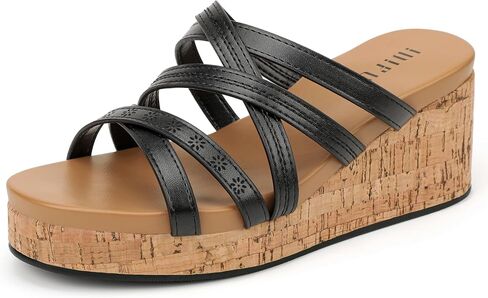 IDIFU IN3 Wedge Sandals for Women Platform Slides Strappy Cork Slip On Open Toe Wedges Heels Beach Summer Shoes Cute Casual Comfortable Fashion Dressy Sandals in Kuwait