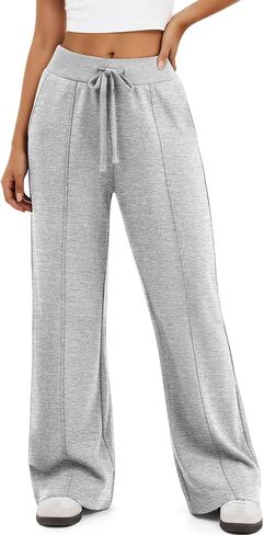 ATHMILE Wide Leg Sweatpants Women High Waisted Baggy Lounge Pants Casual Comfy Joggers Fall Fashion Trendy Gym Clothes in Kuwait