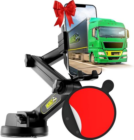 Truck Phone Holder Mount Heavy Duty Super Suction Cup, Cell Phone Holder for Truck Dashboard Windshield 16.9 inch Long Arm & Stable, Compatible with iPhone & Samsung, Gray, Commercial Truck in Saudi Arabia