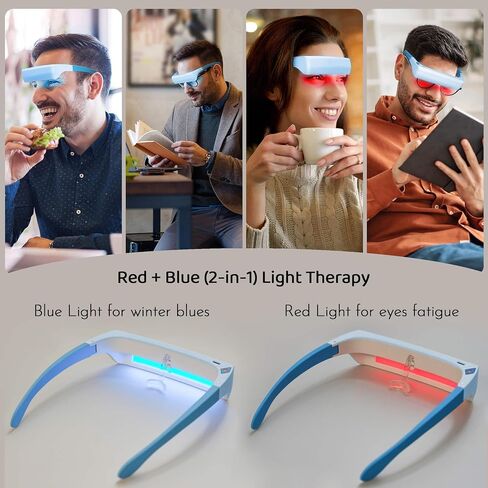 Red & Blue Light Therapy Glasses – 670nm Red Light for Eye Comfort & Visual Wellness, 480nm Blue Light for Energy, Mood & Sleep Support – Wearable Light Therapy Eyewear with Timer in Kuwait
