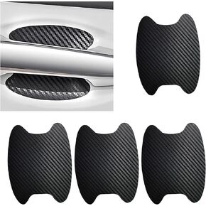Slykew 8 PCS Car Door Handle Sticker, Leather Car Side Door Handle Sticker, Carbon Fiber Door Handle Cover Decorative, Universal Car Door Handle Protective Film Accessory (Black)