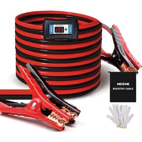 NOONE 2 Gauge Jumper Cable Heavy Duty Car Battery Clamps, for Jump Starting Dead or Weak Batteries Booster Cables with S7 Reverse Polarity Protection and Carry (2 Gauge 20 Feet)