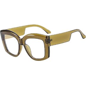LJCZKA Oversized Blue Light Blocking Glasses Women Thick Square Cat Eye Eyeglasses Anti Eyestrain Computer Glasses