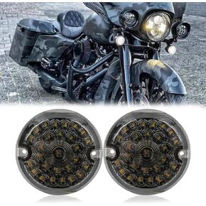 Rich Choices 3-1/4 Inch Led Motorcycle Turn Signal Flat Smoke Lens 1157 Base Amber Lamp Compatible with Harley Road Glide Road King Softail Ultra Classic Ultra Limited Electra Glide