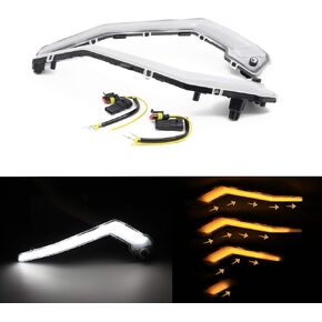 CPOWACE Front Signature Light with Flashing Light Compatible with Can Am Maverick X3 XDS XRS Max Turbo R 2017-2023 Replace for 710004994 710004995 Driving Light with Yellow Flowing Turn Signal Lights