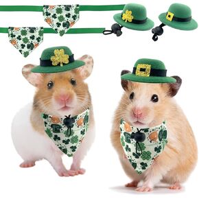 القبعات والعصابات يوم باتريك الحيوانات الصغيرة 4 قطع قبعة الرامى أرنب مع ديكور شامروك أرنب الأرنب الهامستر باندانا وشاح مثلث مع شريط لخنزير غينيا النمس السكر المنزلق القوارض S in Kuwait