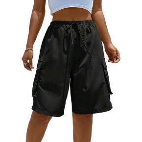 Verdusa Women's Drawstring Waist Loose Bermuda Cargo Shorts with Pockets