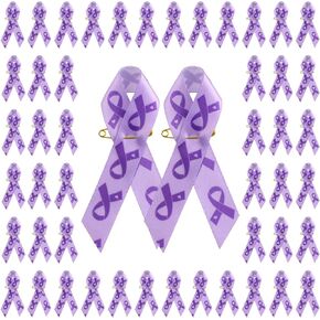 WANDIC Ribbon Pins, Satin Pins Cancer Awareness Ribbon Badge with Safety Pins for Women and Men