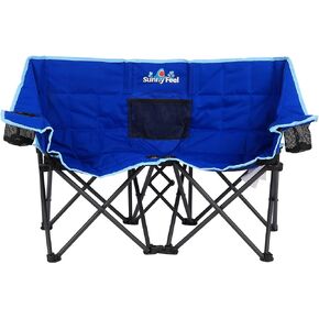 SUNNYFEEL Kids Folding Double Camping Chair, Portable Kids Camping Chairs Duo 2 Seat Chair, Padded Foldable Lawn Chairs with Cup Holder for Beach/Outdoor/Travel/Picnic, Foldable Camp Chairs 2 Person