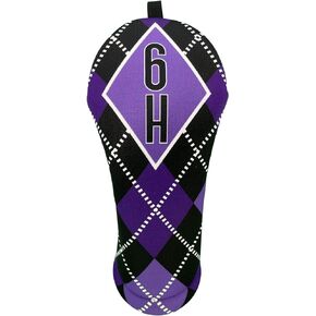 Club Headcovers | Women’s Collection: Purple & Black Argyle | 3 Separate Sizes: Driver-Fits up to Large 460cc, Fairway, Hybrid | Handmade in USA | 100% Machine Washable