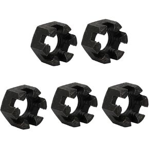uxcell 5pcs M12x1.75mm Carbon Steel Grade 8 Hexagon Slotted Castle Nut Black
