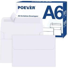 A6 Invitation Envelopes 120 Pack White Envelopes 6.5 x 4.75 Self Seal Small Blank Mailing Envelopes for Invitation, Greeting Cards, Photos, Wedding, RSVP, Business