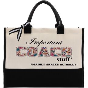 Important Coach Stuff Bag, Canvas Tote Bag for Gifting, Coach Gift Utility Tote, Shoulder Beach Bag Gift, Women Cotton Canvas Handbags, Coach Shopping Bag, Gift for Women Coach Teacher
