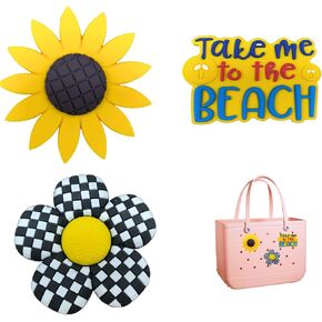 Lovyit Charm Accessories for Bogg Bag - Rubber Beach Bag Accessories Charm Insert, 3pcs Flowers Dolphin Beach Totes Charm Decoration Insert for Simply Southern Beach Totes Bag