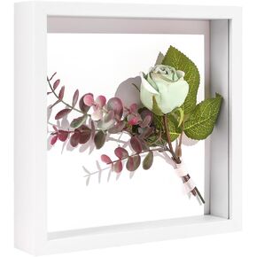 Puorseng A4 Shadow Box Frame 2 Inch Deep Memory Display Case 11 x 14 Shadowbox Frame with Linen Back Memorabilia Bouquet Medals Photos Memory Box for Keepsakes (White), CS-3-A4W