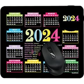 Calendar Mouse Pad 2024 Bulk 10.3"X8.3", XL Mouse Pad Calendar with Holidays, Mouse Pad Calendar 2024 Non-Slip Rubber Base, Home Office Desk Decor Accessories for Computer Laptop Work Gaming