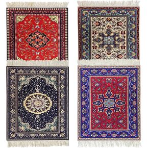 Rug Mouse Pads, 4 Pack Woven Rug Persian Style Carpet Mouse Pad for Table Décor