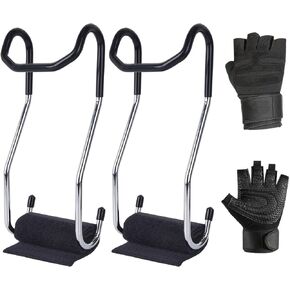 OIEKUN Dumbbell Spotter Hooks, Barbell Attachment, Equipped with 2 Dumbbell Gloves, Dumbbells to Barbells Safety Hanger for Shoulder and Chest Bench Press Hanging, Improve Strength Performance