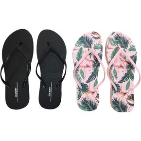صنادل فليب فلوب كاجوال للسيدات للشاطئ والصيف من Old Navy (9 شباشب Flamingo New Ed & Black Flip Flops) in Kuwait