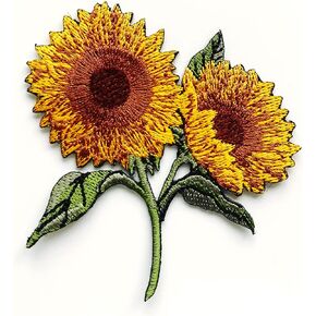Tyga_Thai TH Pretty Sunflower Flowers in Summer Logo1 Patches Applique Embroidered Sew on Iron on Patch for Backpacks Jeans Jackets T-Shirt Clothing Costume, Yellow, Small
