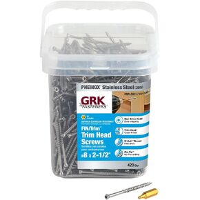 GRK 61730#8 x 2-1/2" FIN/Trim™ 305 Stainless Steel Finish Screws 420 Count