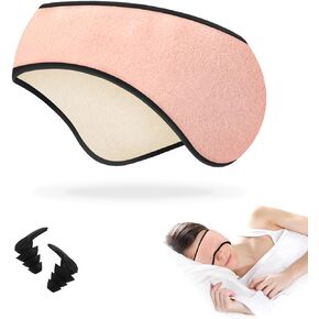 Sleep Mask, with a Pair of Earplugs, 2 in 1 Ear Mask and Eye Mask for Sleeping, Light Blocking Adjustable Eye Cover for Women & Men (Black)