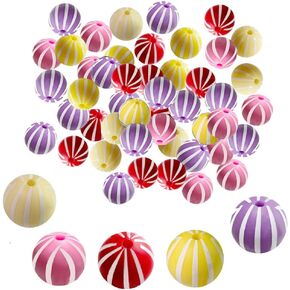 BOSOIRSOU 50 pcs 0.59in Silicone Beads, Round Focal Beads for Pens, Keychain Making, Phone Lanyard Making, Bracelet Making, Necklace Making