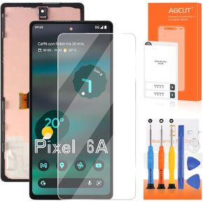 OLED for Google Pixel 6A LCD Screen Replacement for Google Pixel 6A LCD Display GX7AS, GB62Z, G1AZG Screen TouchDigitizer Assembly Repair Part Black with Frame（No Fingerprint Cable