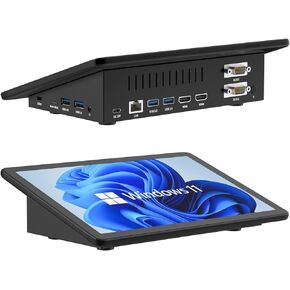 HIGOLEPC Mini PC,10.1 Inch Touchscreen Mini Computer Windows 11 Pro Mini Desk PC with Battery,Celeron J4125 8GB RAM/128GB ROM,Dual R232 HDMI,BT 5.2,WiFi 6.0,Type-C,Support Auto-Boot