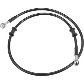 X AUTOHAUX 100 سم 39.37 بوصة طول 10 مم معرف خط الفرامل الهيدروليكي للدراجة النارية أنبوب خرطوم الزيت 0 درجة كابل مضفر من الفولاذ المقاوم للصدأ للدراجات الرياضية ATV موتوكروس باللون الأسود