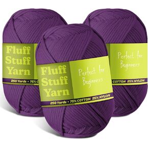 Soft Yarn for Crocheting – Crochet & Knitting Yarn, Beginner Yarn with Easy-to-See Stitches, 250 Yds Amigurumi Yarn, Cotton-Nylon Blend Tshirt Yarn for Crocheting, Worsted Weight Yarn 4, Black Yarn