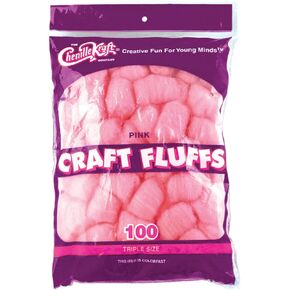 Creativity Street Cotton Decorated Craft Fluff Ball, Pink, Pack of 100,4 oz