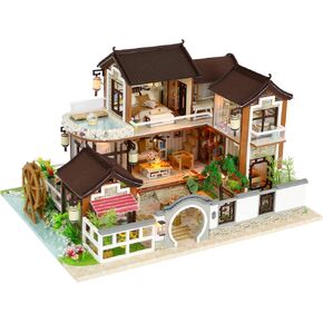 1:24 Cool Beans Boutique Miniature DIY Dollhouse Kit Wooden Asian Traditional Mansion with Dust Cover - Architecture Model kit (English Manual) 13848 (Asian Old Town) in Saudi Arabia