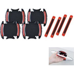 Car Reflective Sticker Door Handle Door Bowl Protection Guards Trim Stickers Universal Reflective Warning Anti Collision Scratches Protector (8pcs Red)