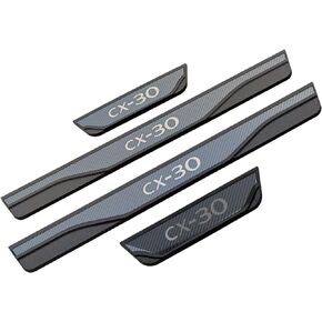 GZBFTDH Door Sill Scuff Plate Accessories Kit for Mazda CX-30 2020 2021 2022 2023 2024, Door Entry Guard Trim Cover Interior Accessory Kick Panels 4pcs Set