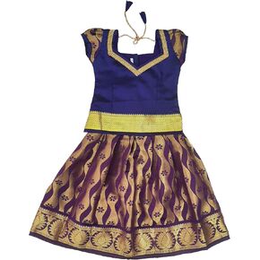 Ashwini Girl Polyester Purple Color Pattu Pavadai in Kuwait