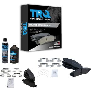 TRQ Front & Rear Premium Ceramic Disc Brake Pad Kit w/Chemicals Compatible with Nissan Truck