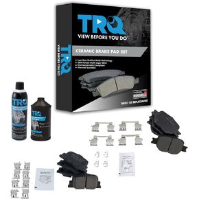 TRQ Front & Rear Premium Ceramic Brake Pad Kit w/Chemicals Compatible with 05-10 Scion tC