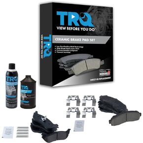 TRQ Premium Posi Ceramic Brake Pad Kit Front & Rear Kit w/Chemicals Compatible with 2002-2005 Ford Explorer Mercury Mountaineer
