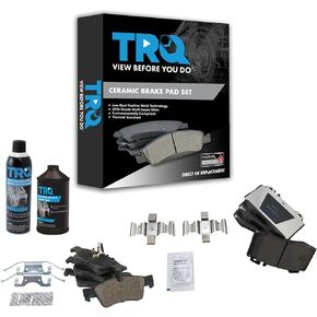 TRQ Premium Posi Ceramic Brake Pad Kit Front & Rear w/Chemicals Compatible with 2003-2006 Mercedes-Benz CL500 2003-2005 E500 S430 S500 SL500